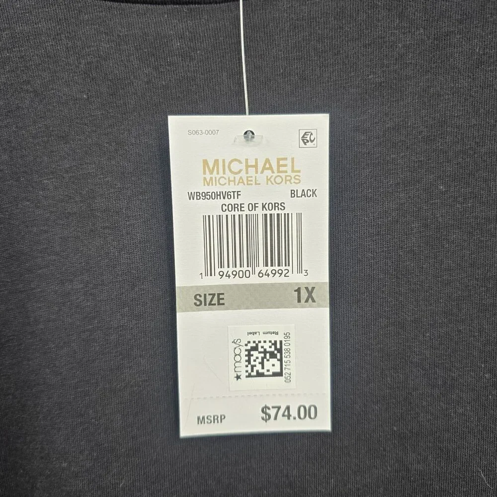 Michael Kors Black Faux Leather Short Sleeve Shirt Size 1X New Whimsigoth Goth